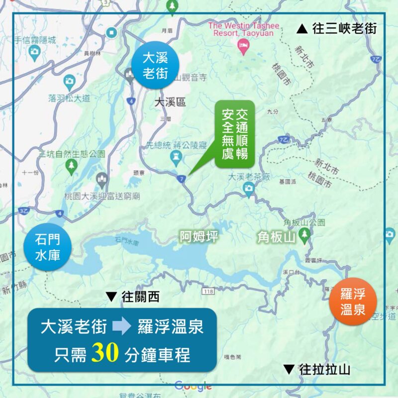 大溪老街到羅浮溫泉，只需30分鐘 800x800