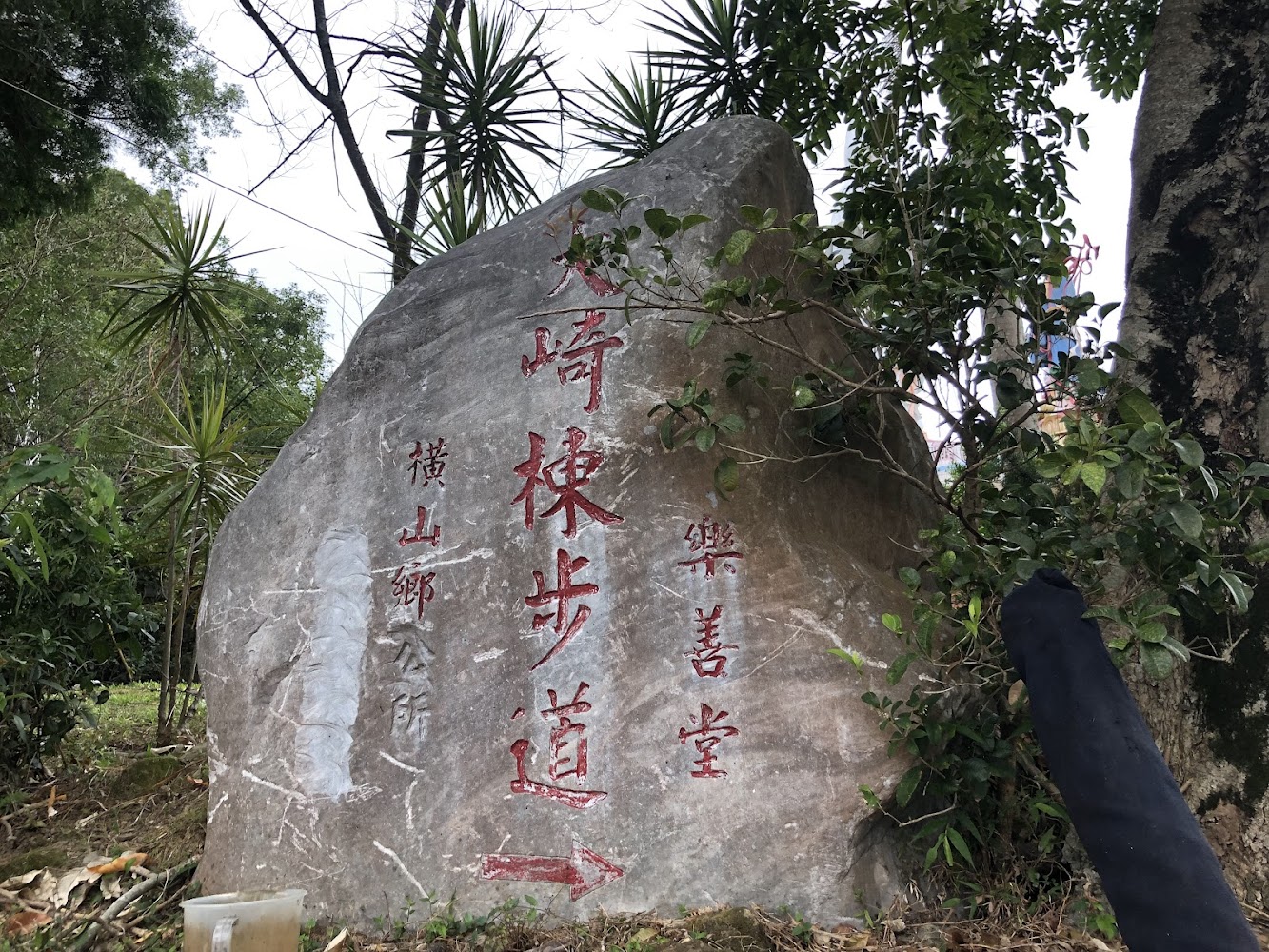 大崎崠登山步道起登點,路面鋪設整齊