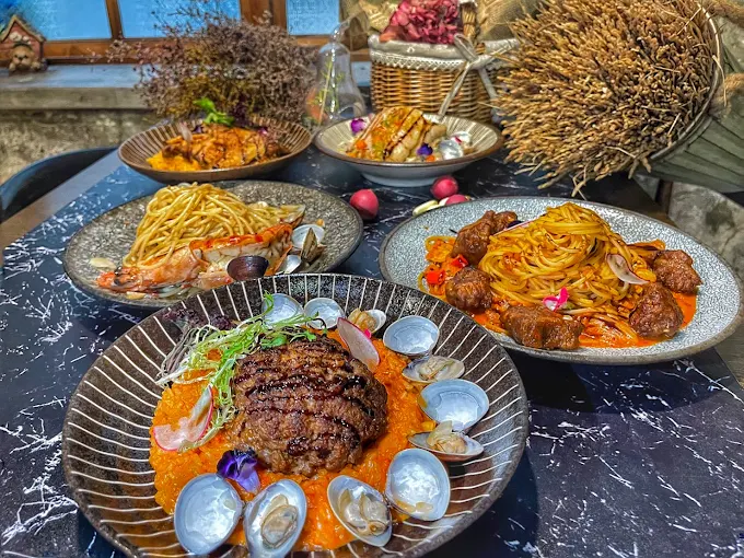 「台中高沐手作料理的創意義式料理，擺盤精緻的多道義大利麵」
