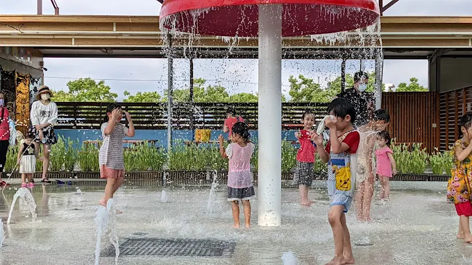 嘉義三隻小豬觀光農場兒童戲水區玩水畫面