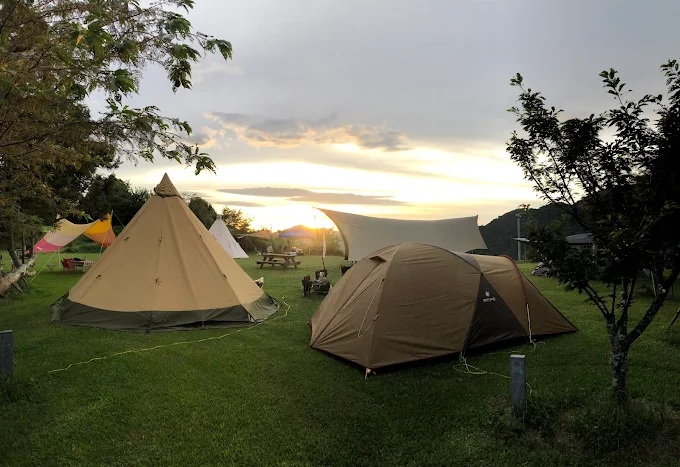 山雲海露營農場帳篷與夕陽景色，拉拉山自然露營體驗