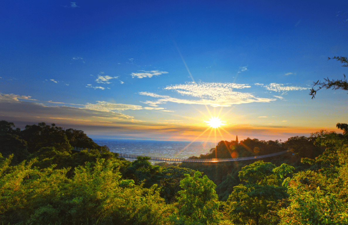 在南投慢步穿越天空之橋,感受站在高處遠眺平原的開闊感,彩色橋面與藍天交織成最美風景