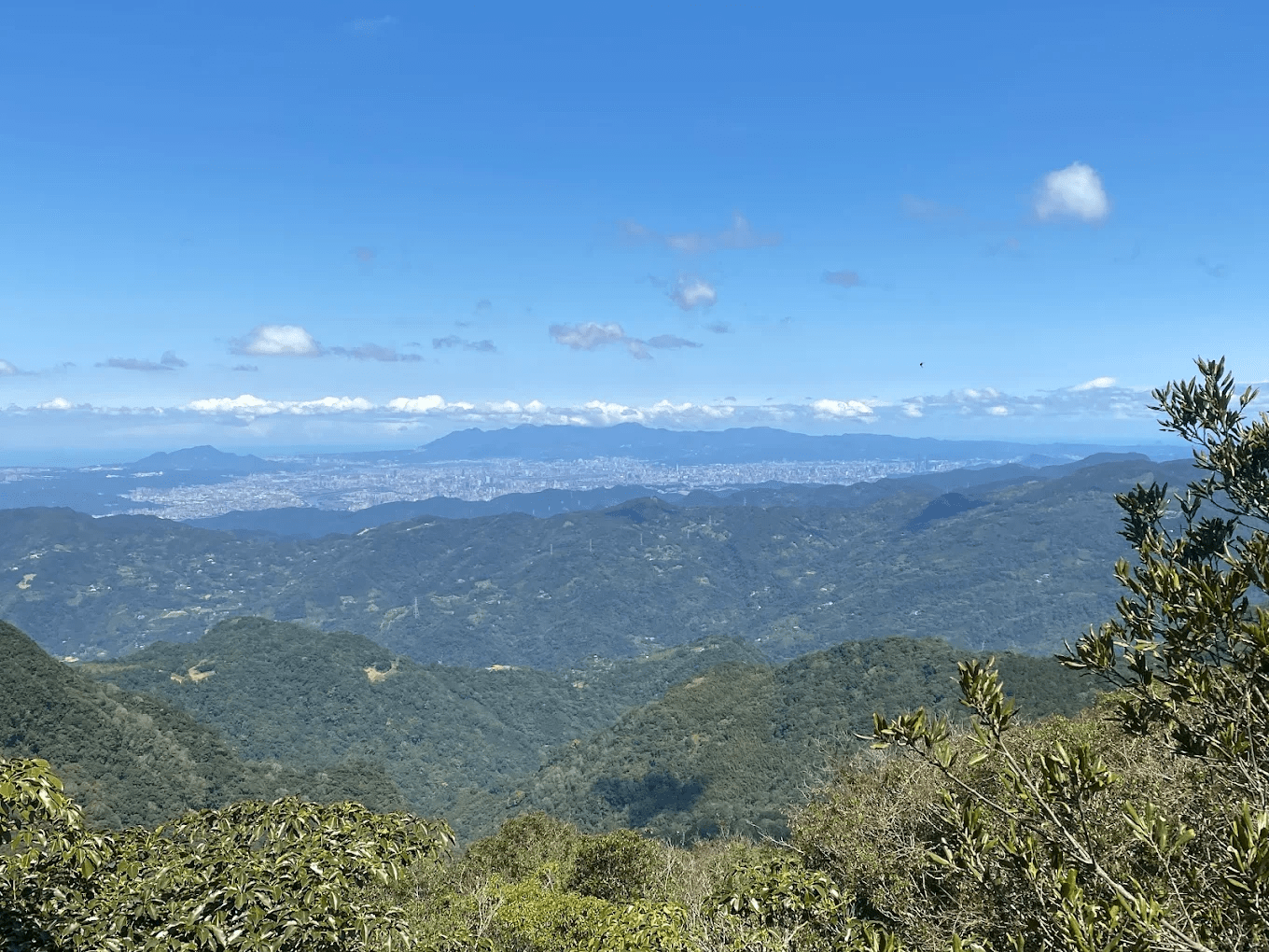 登頂後的遼闊視野，層層山巒盡收眼底，令人心曠神怡。