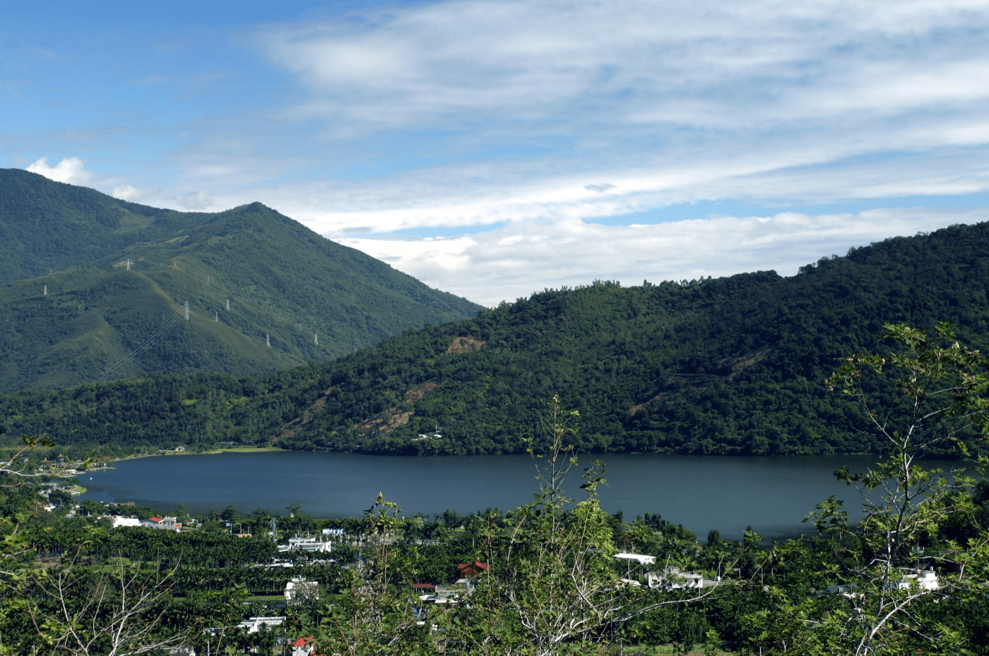 在花蓮池南國家森林遊樂區慢慢散步,看陽光穿過森林步道與遠方鯉魚潭的安靜水色