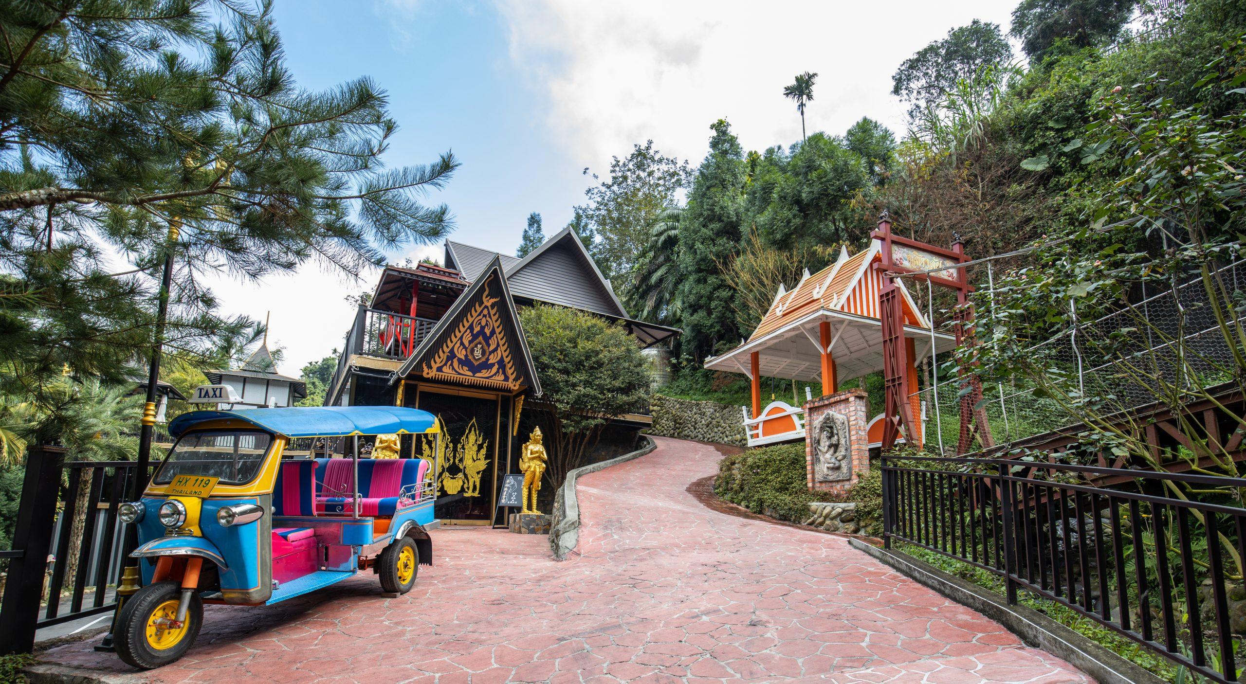 桂林映象會館的泰式風情建築與園區景觀，彷彿置身泰國度假勝地