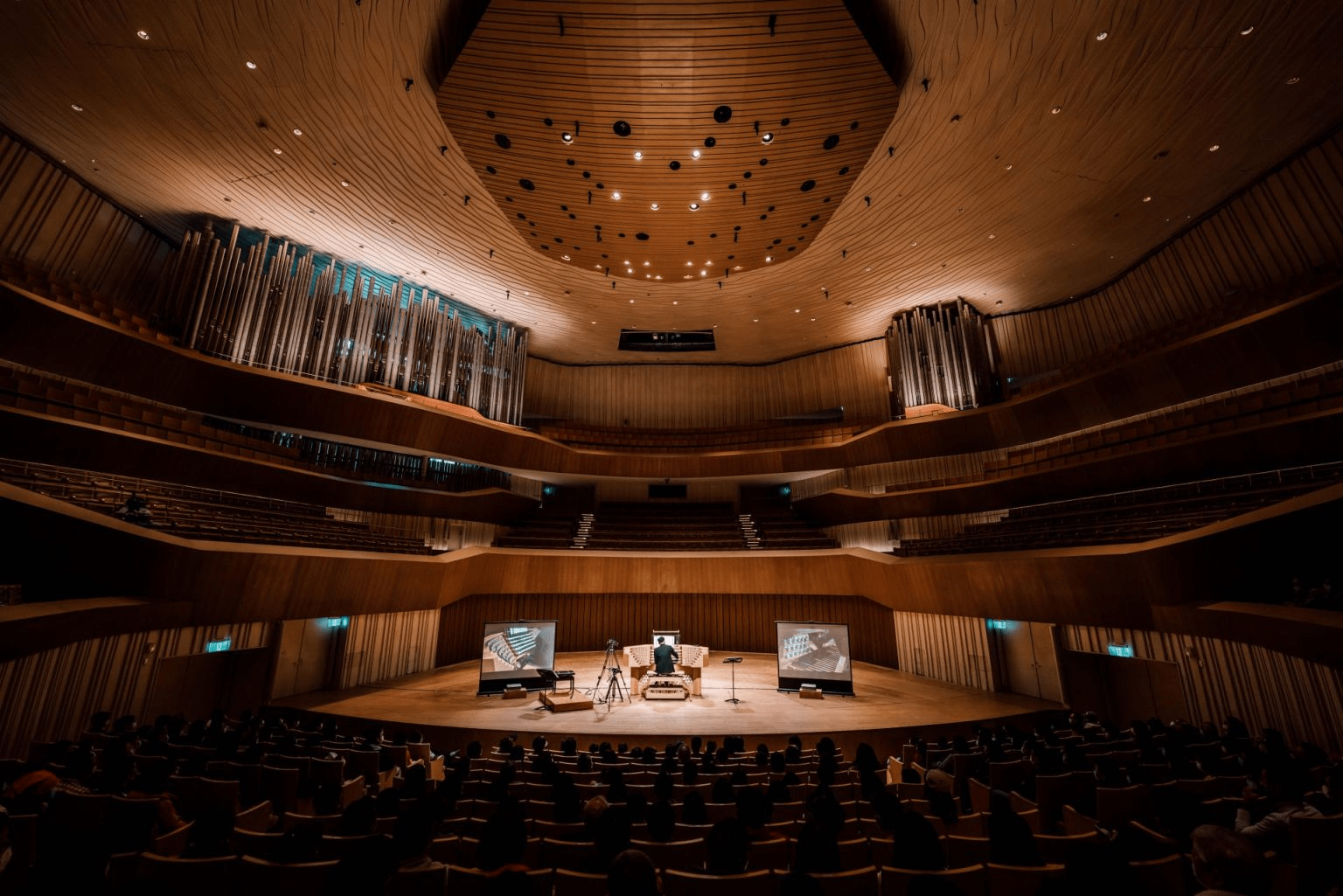 午後光線落在高雄衛武營國家藝術文化中心，城市在表演開始前先慢了下來