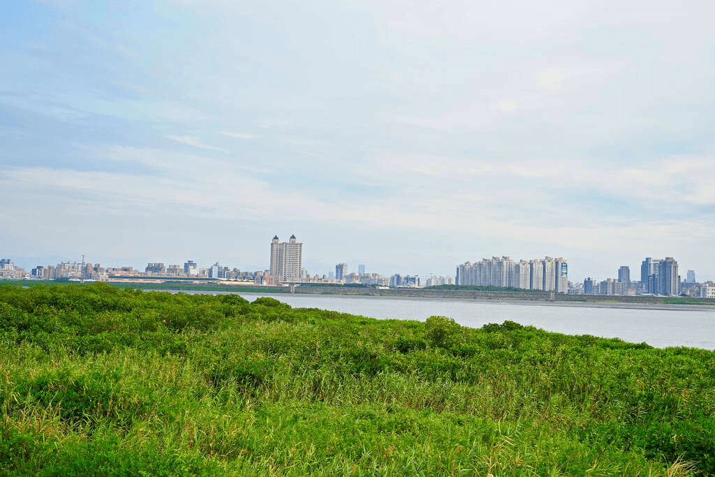 從城市邊緣出發，繞行社子島河岸，用單車迎著風等一場傍晚的光