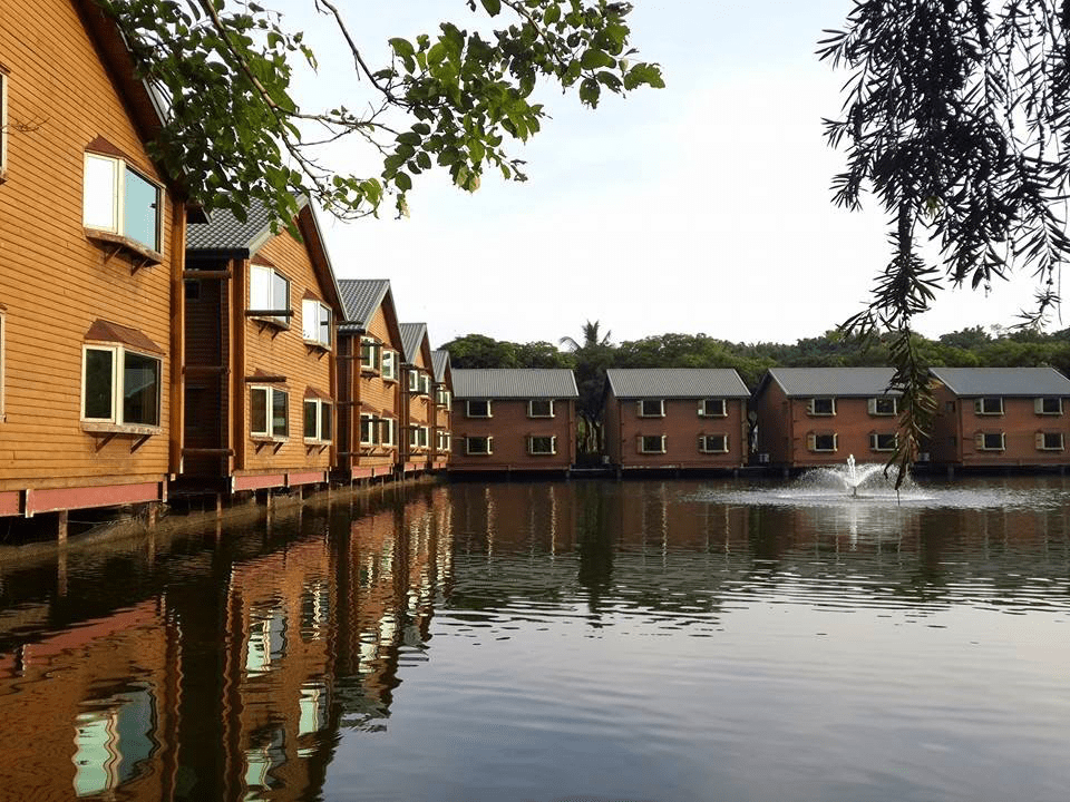 南元花園休閒農場湖邊木棧道景致