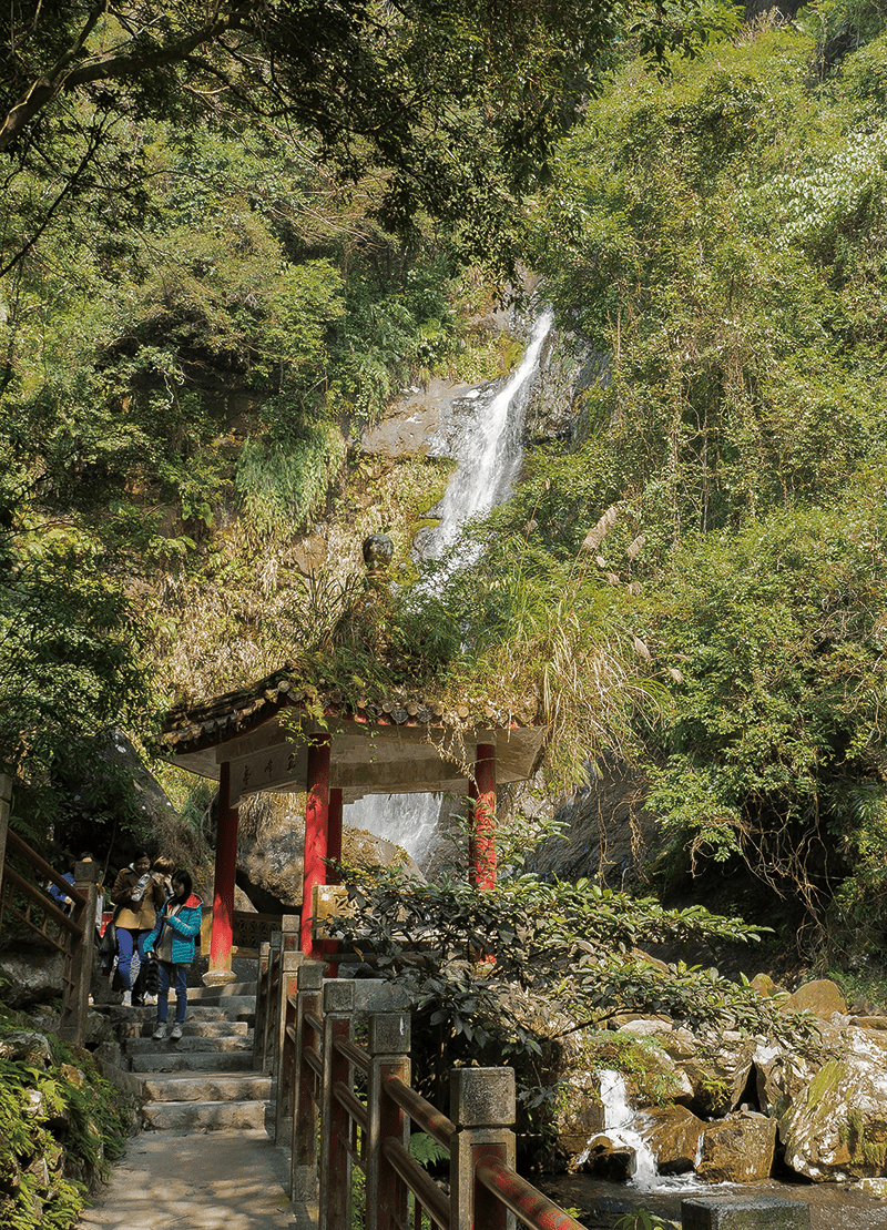 走進礁溪五峰旗瀑布的山林之中，沿著步道一路聽見水聲靠近又遠去