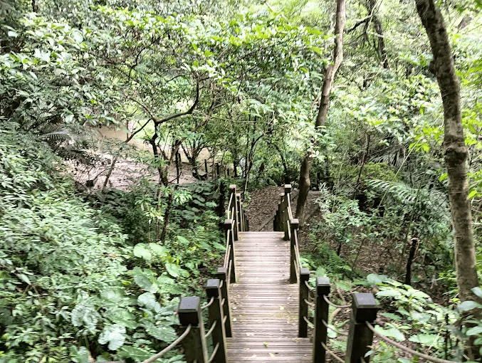 走進平溪望古景區的午後時光，瀑布水氣與鐵道光影剛剛好相遇