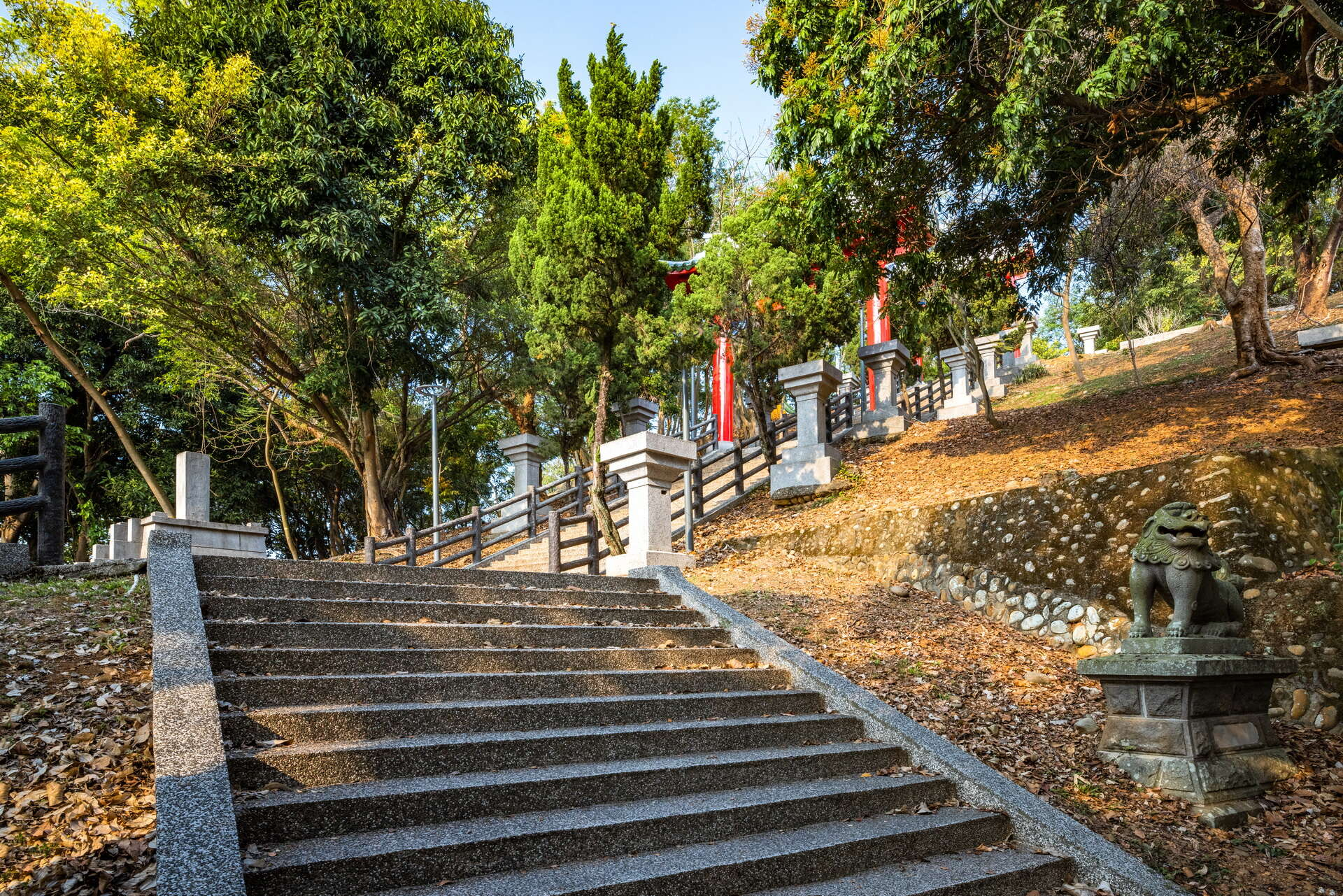 當夕陽灑落山丘與遠方城市之間，走進百果山遊憩區讓風景充滿溫暖層次