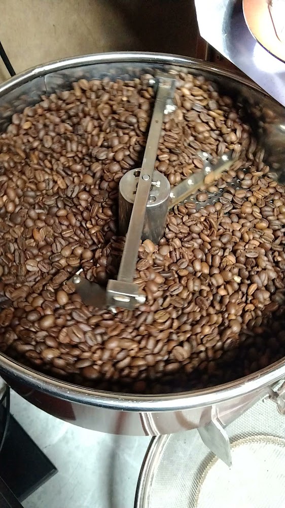 烘豆機中的咖啡豆