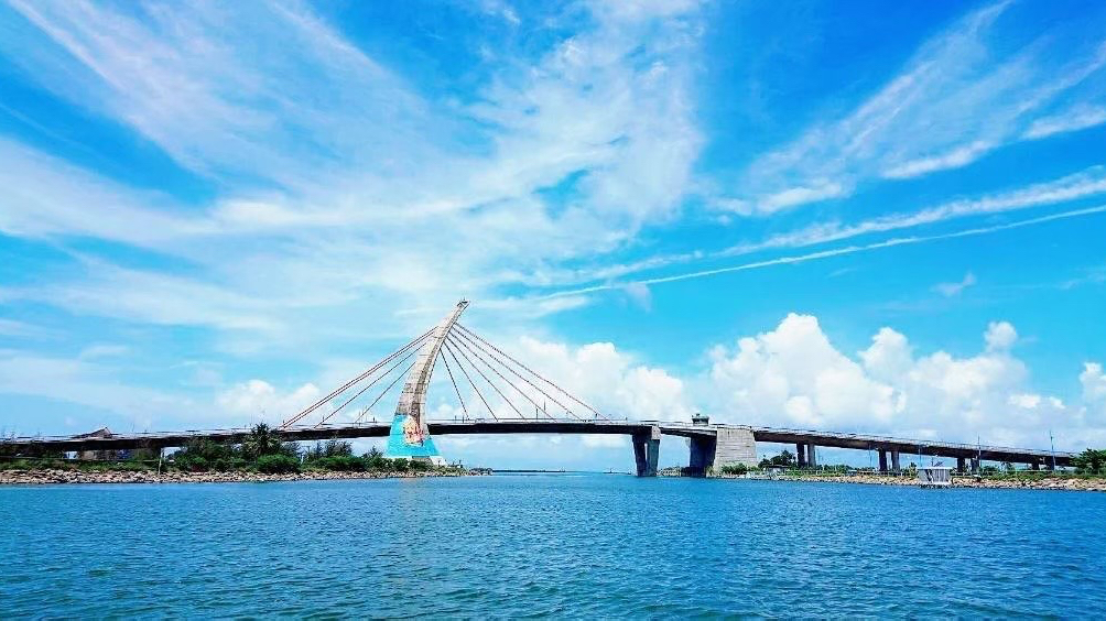 大鵬灣現代吊橋橫跨水面景觀