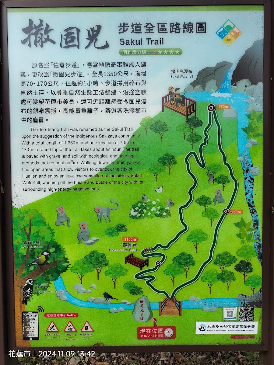 撒固兒步道全區路線圖解說牌