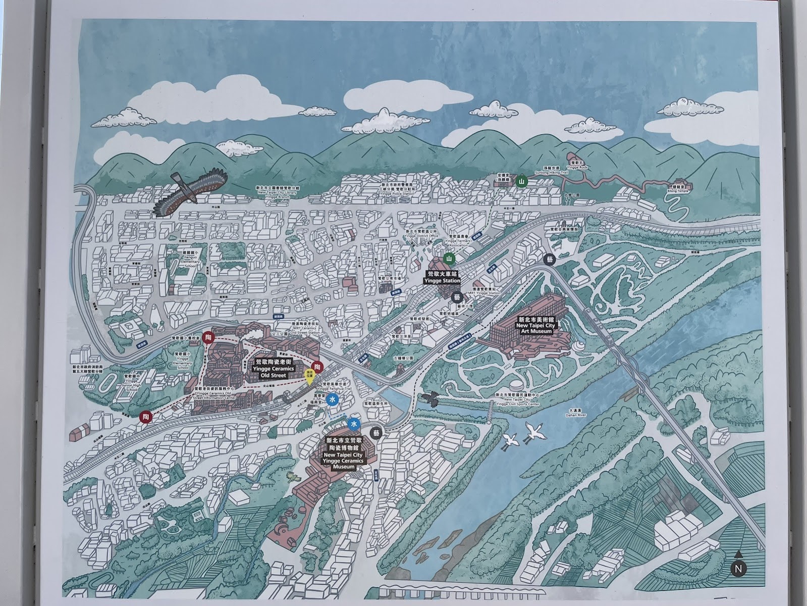 鶯歌陶瓷老街區域手繪觀光地圖