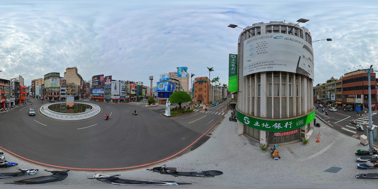嘉義噴水池圓環360度全景白天俯拍