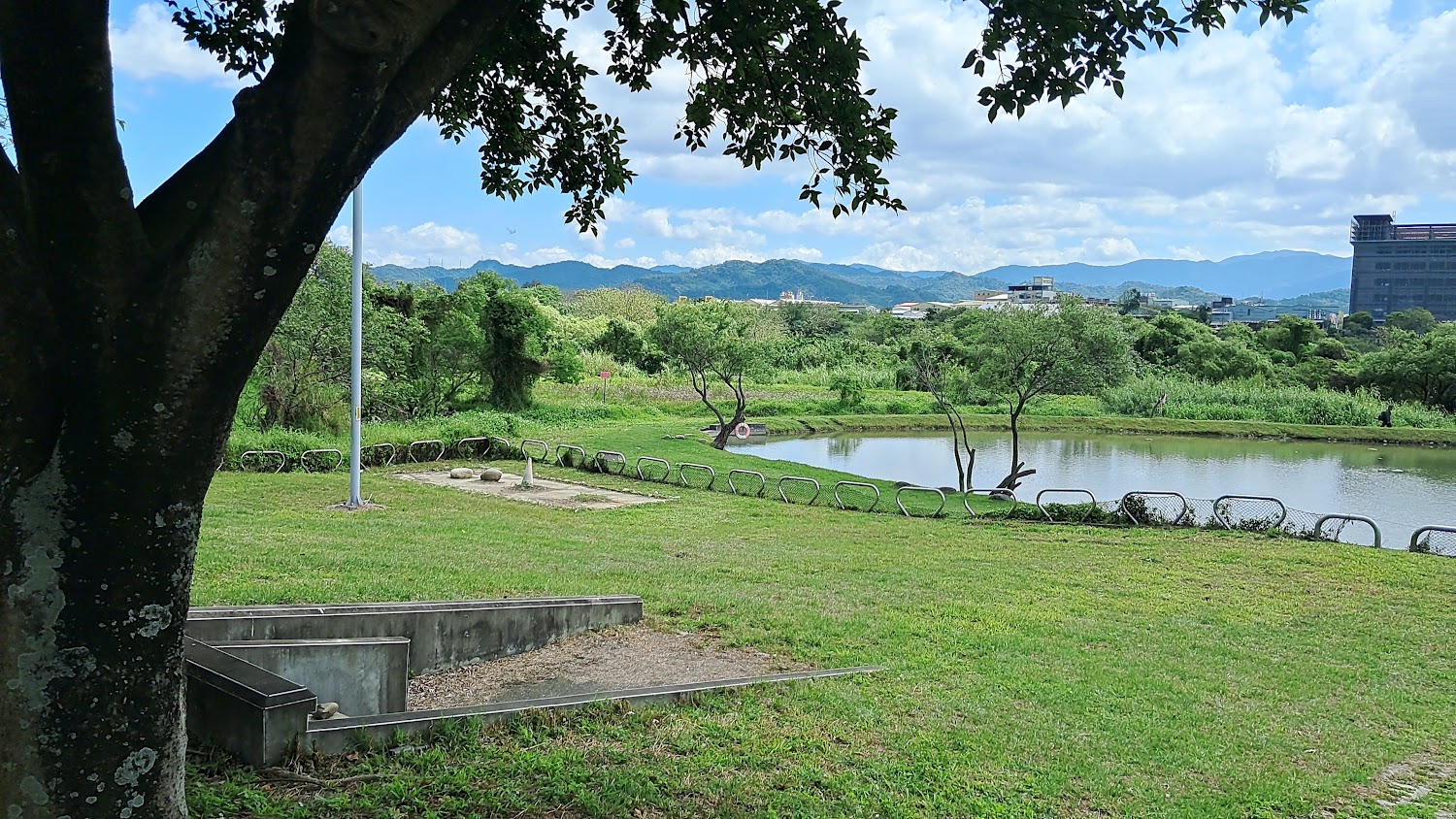 山佳河濱公園綠地與池景