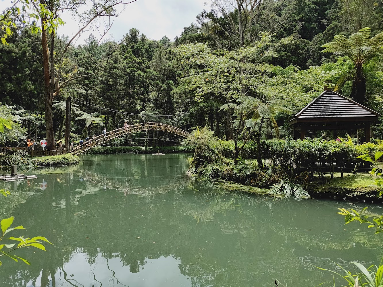 大學池涼亭與湖景