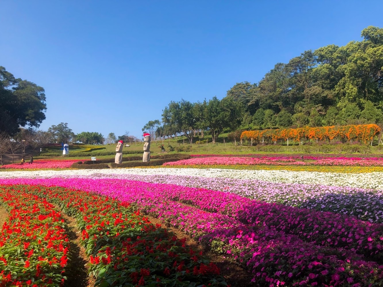大溪花海休閒農場彩色花海與雕像景觀