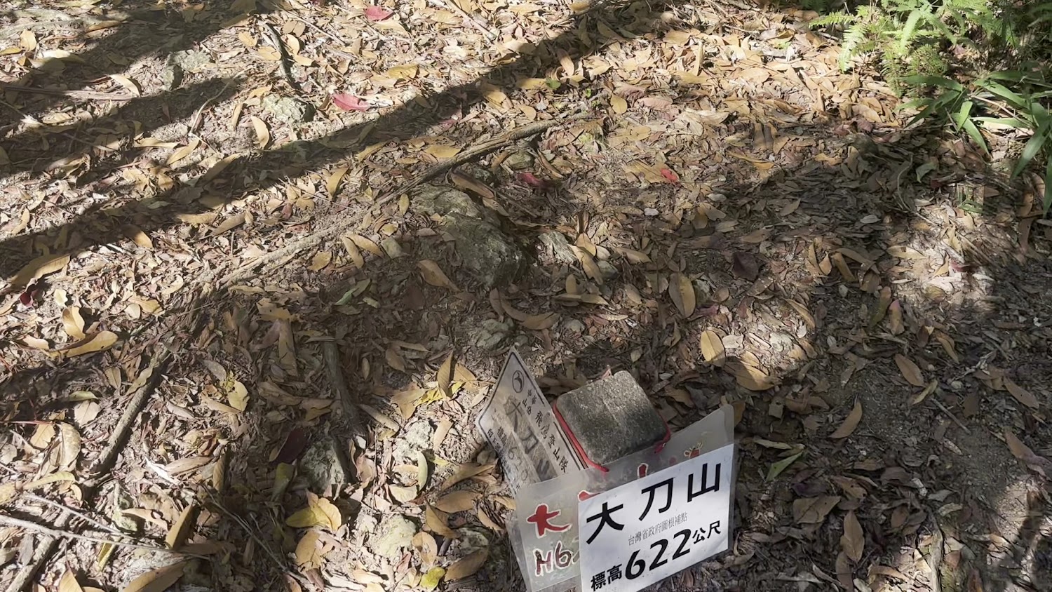 大刀山標高622公尺三角點標示