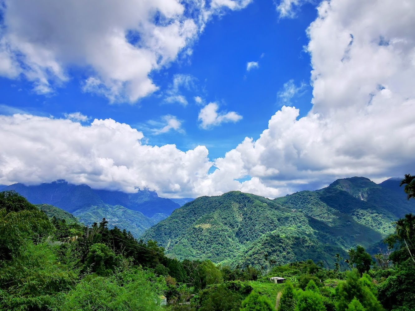 草嶺地質公園青翠山脈與藍天景觀