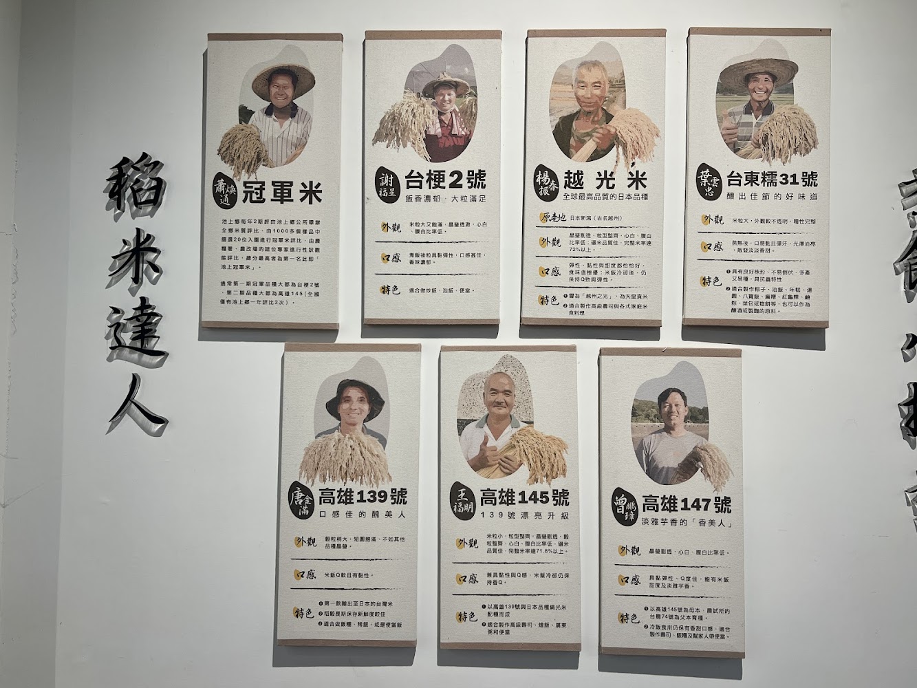 七位稻米達人及不同稻米品種介紹卡