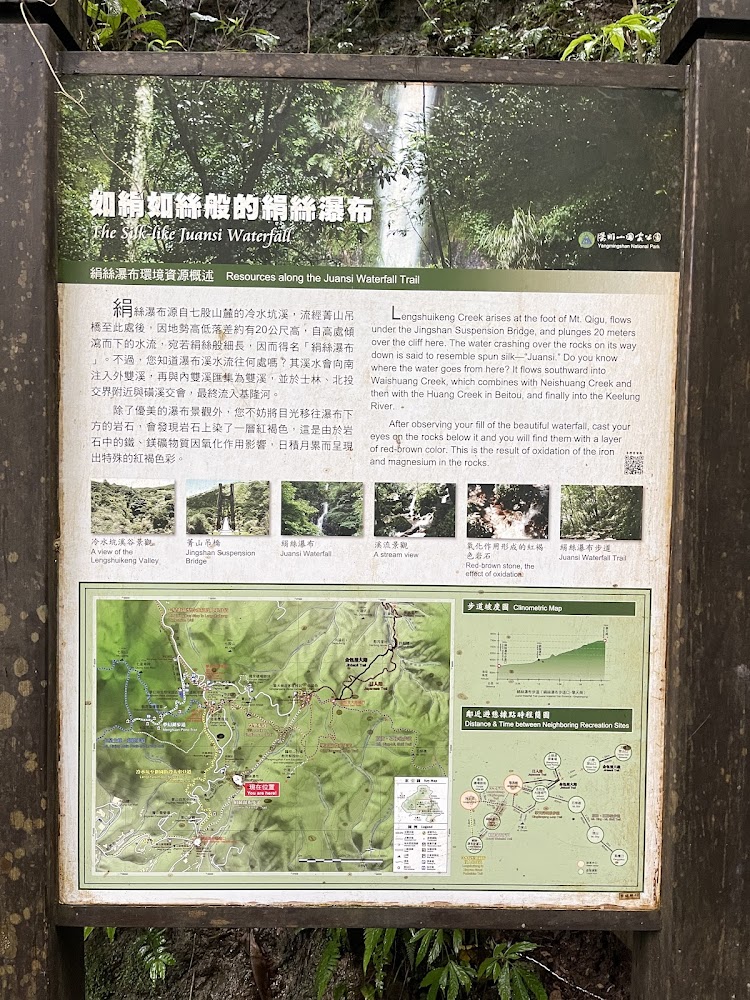 絹絲瀑布步道解說牌與地圖