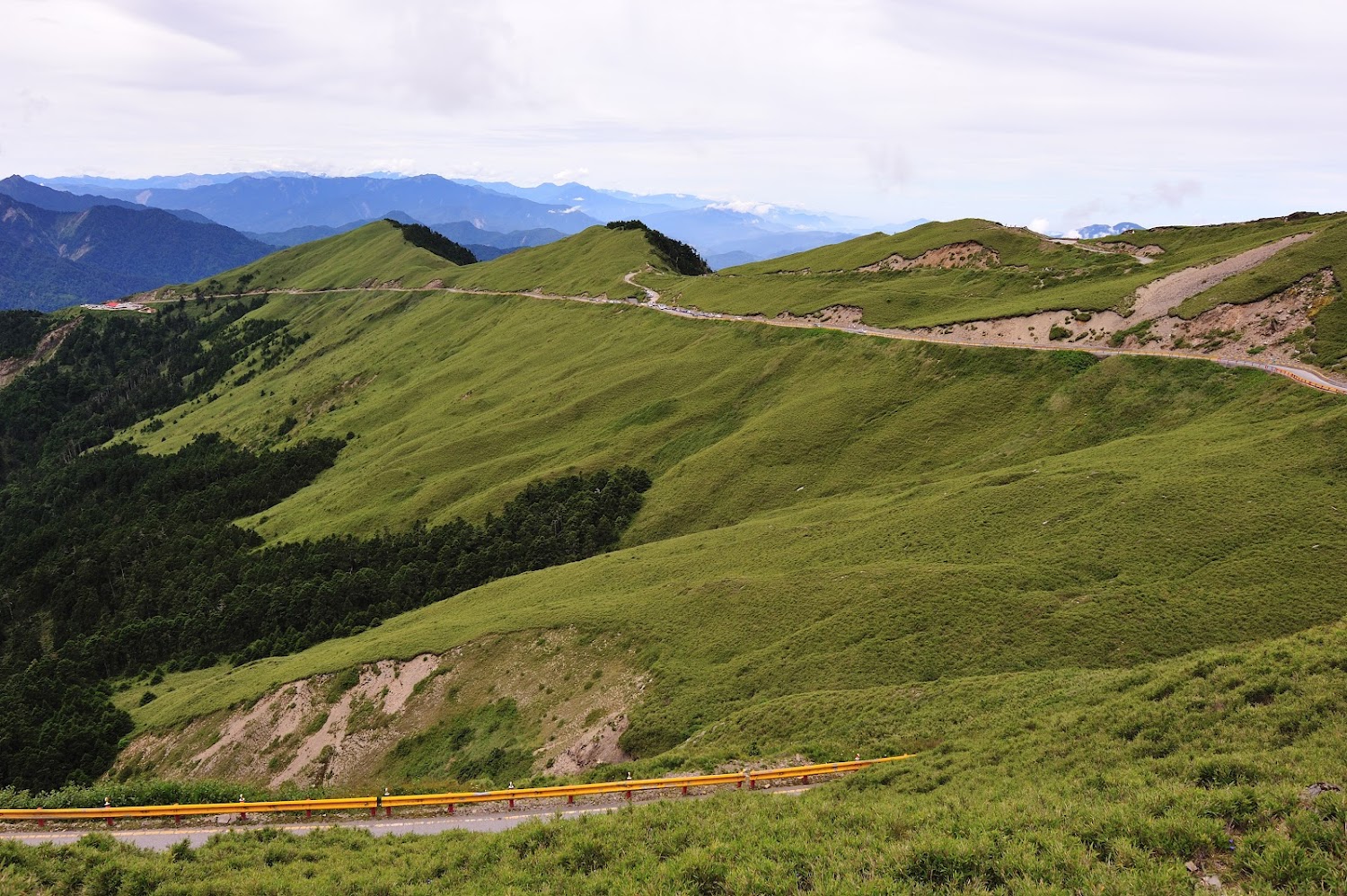 綠色山丘與蜿蜒公路景色
