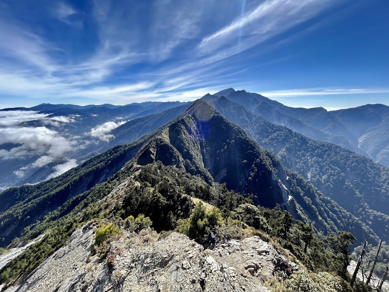 關山嶺山連綿山脈與藍天白雲