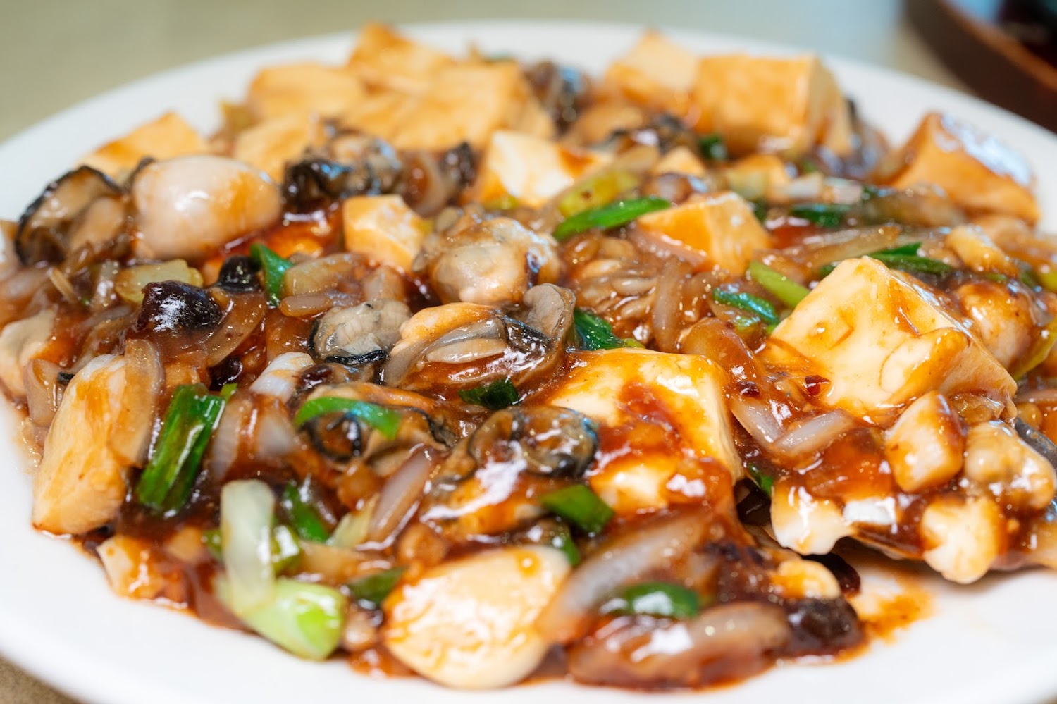 竹園台菜餐廳豆腐海鮮紅醬料理