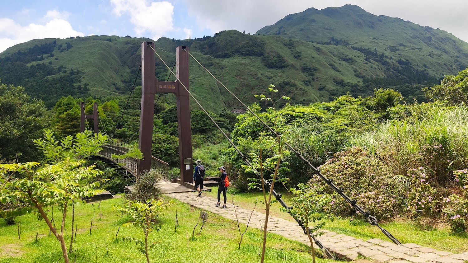 山林中的吊橋與登山客