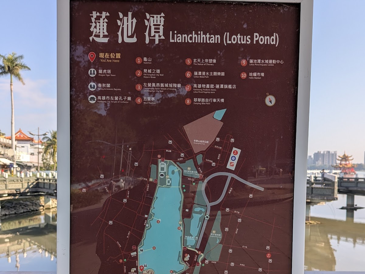 蓮池潭景區官方導覽地圖，標示各大景點位置