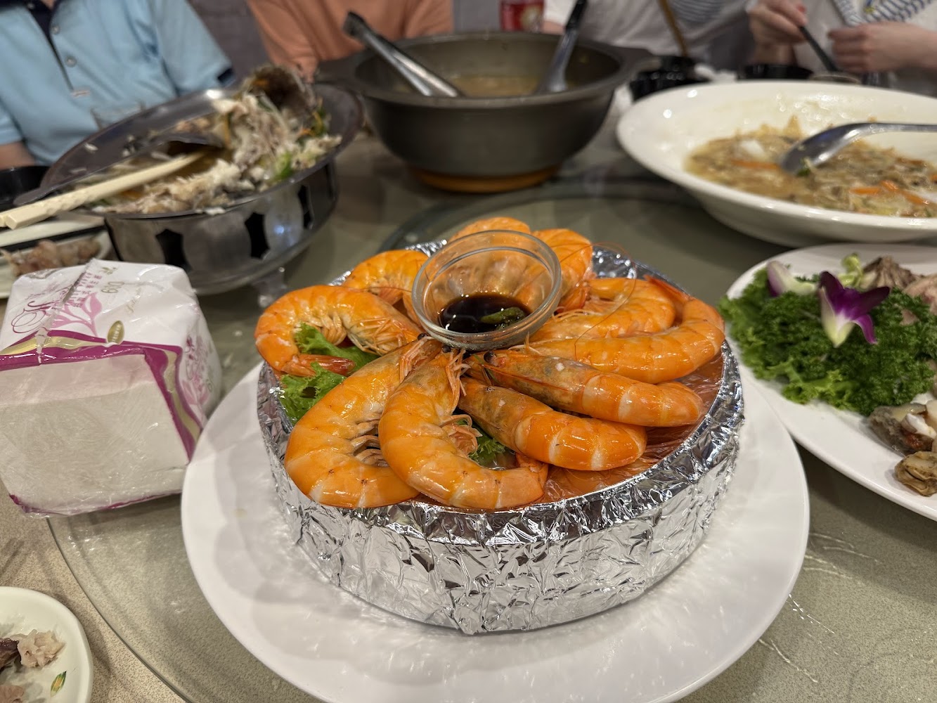 竹園台菜餐廳整盤鮮蝦料理