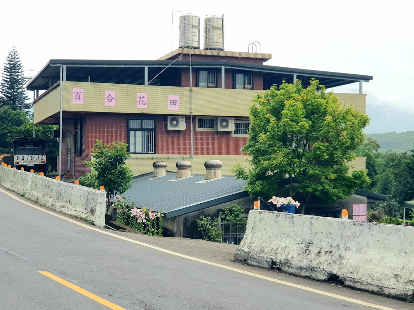 百合花田周邊建物與奎柔山路景觀