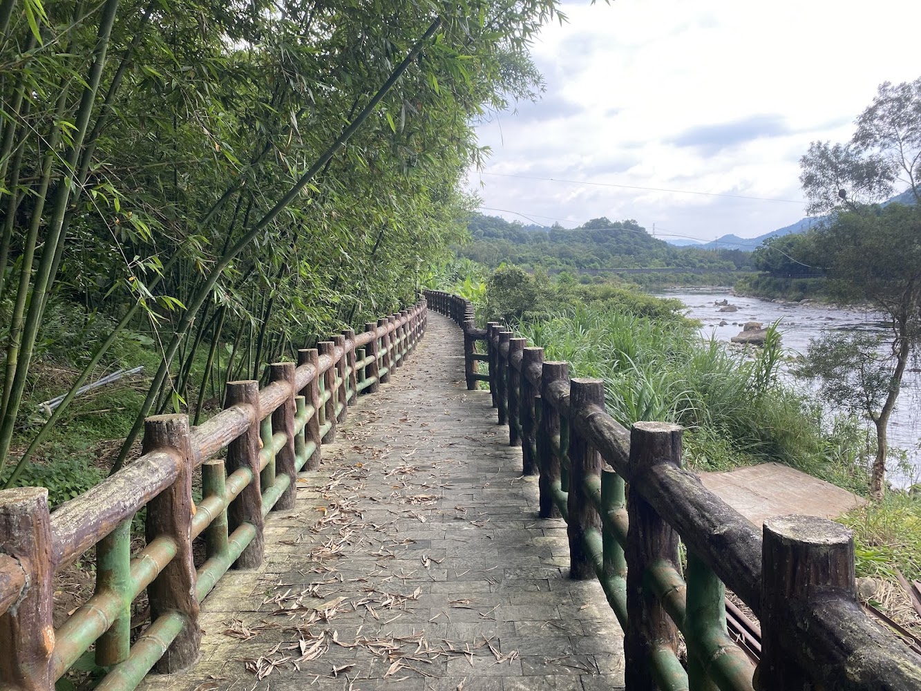 沿河竹製欄杆步道