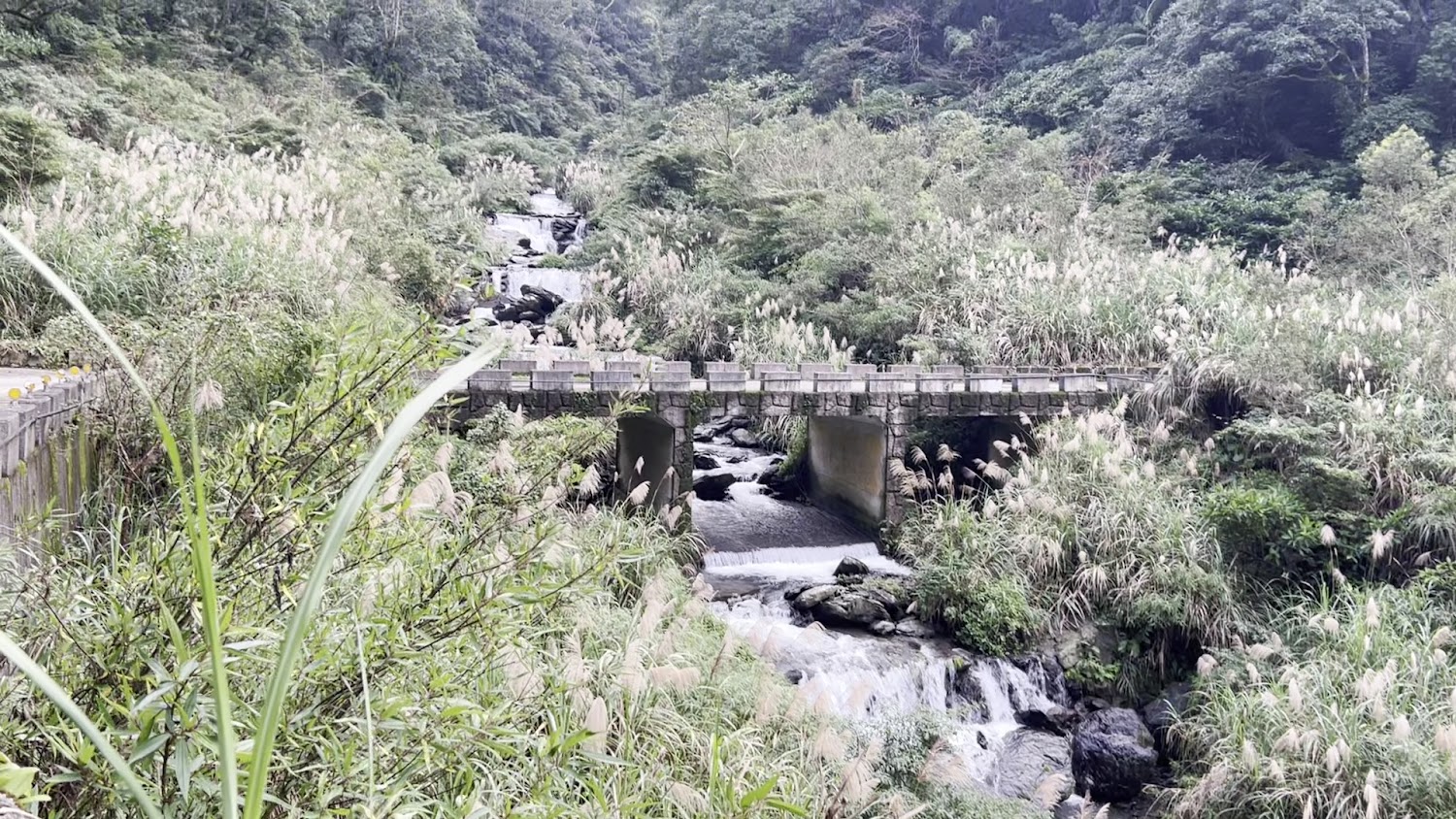 桶後林道阿玉溪石橋與山谷溪流