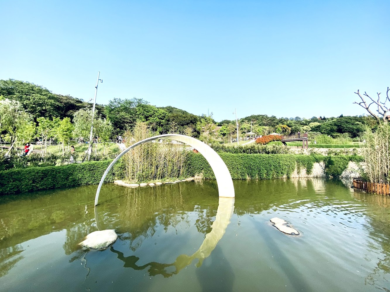 大有梯田生態公園池塘與特色橋梁