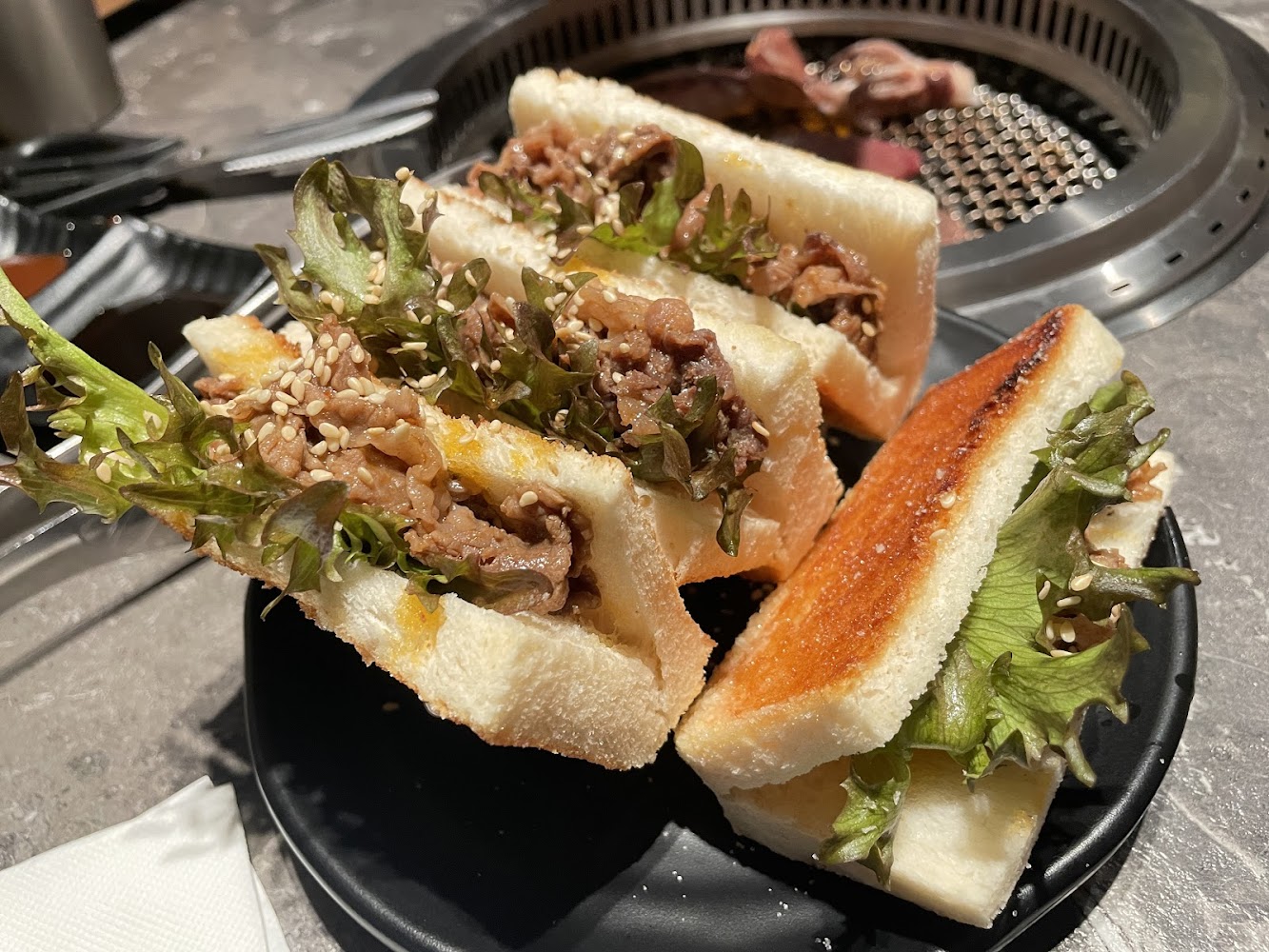 原燒竹北光明店三個牛肉生菜三明治