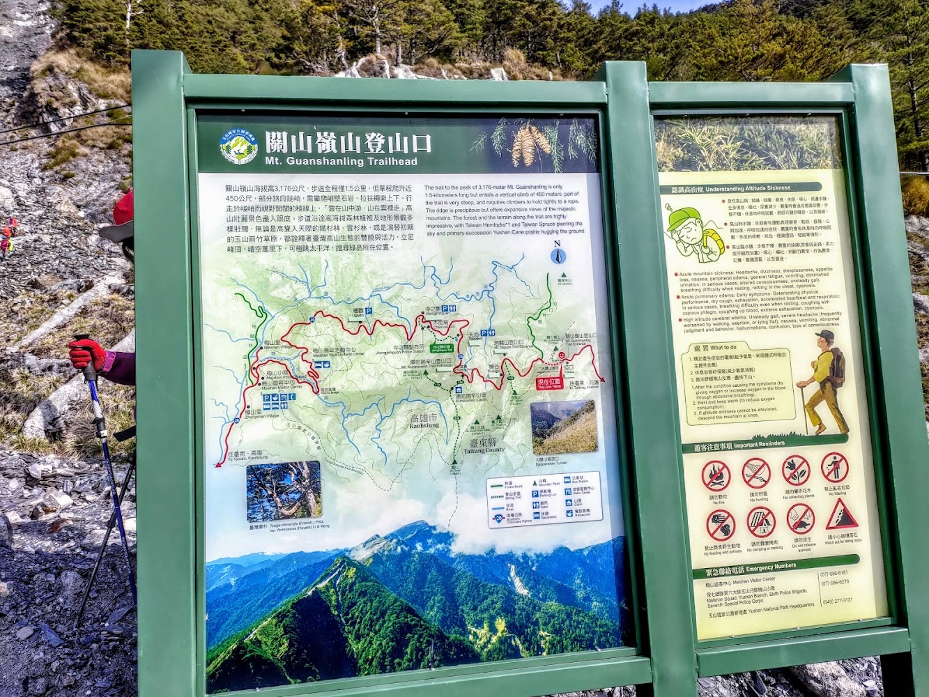 關山嶺山登山口解說牌與路線資訊