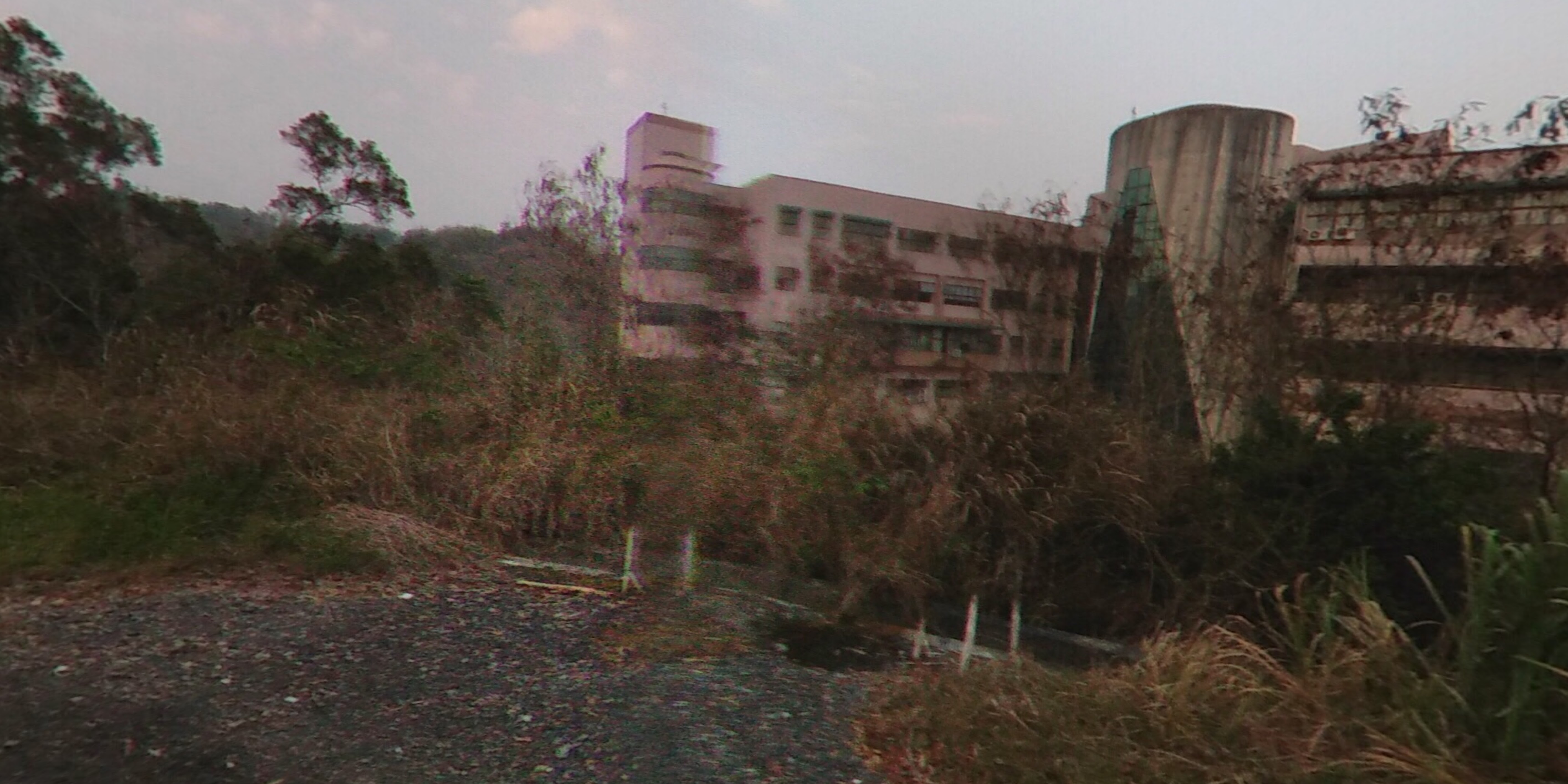 被雜草包圍的大型建築與荒野感