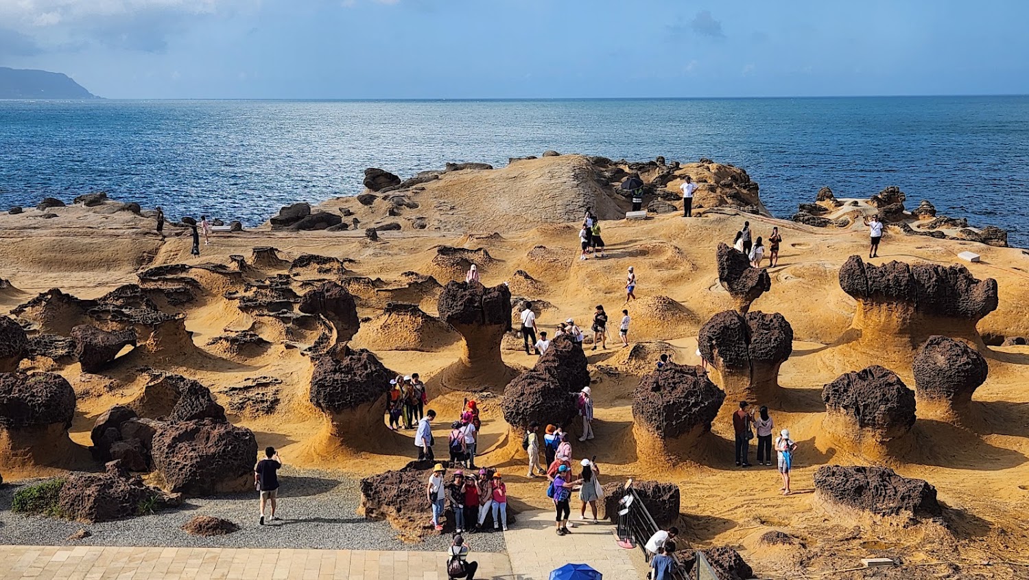 野柳蘑菇岩地形與海景