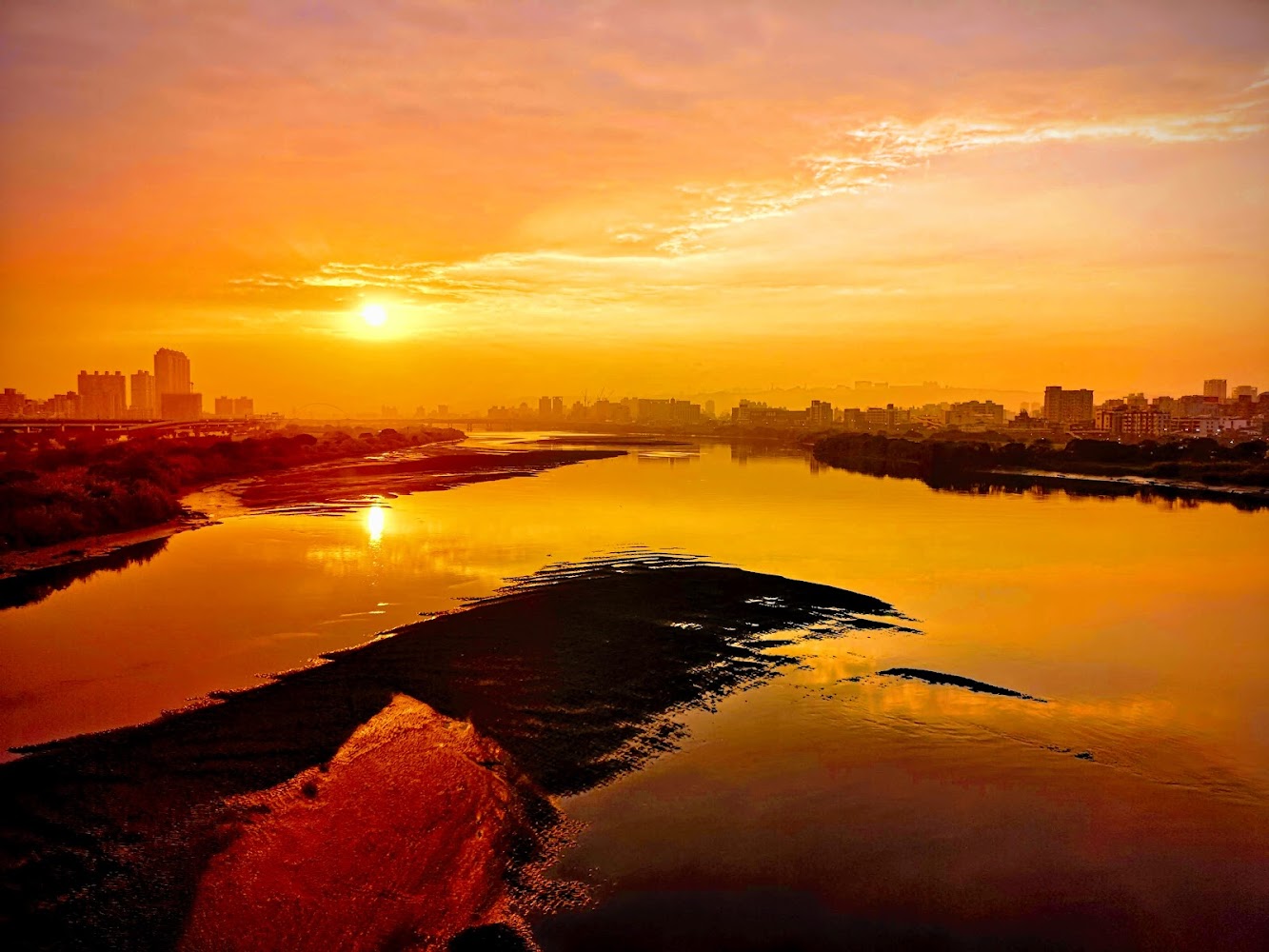 江子翠景觀河濱公園夕陽河景