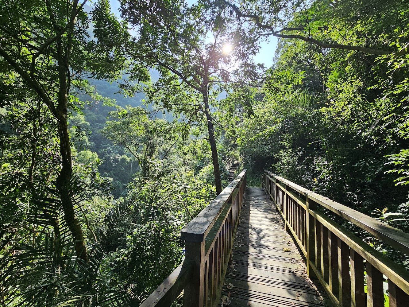涼山瀑布森林木棧道
