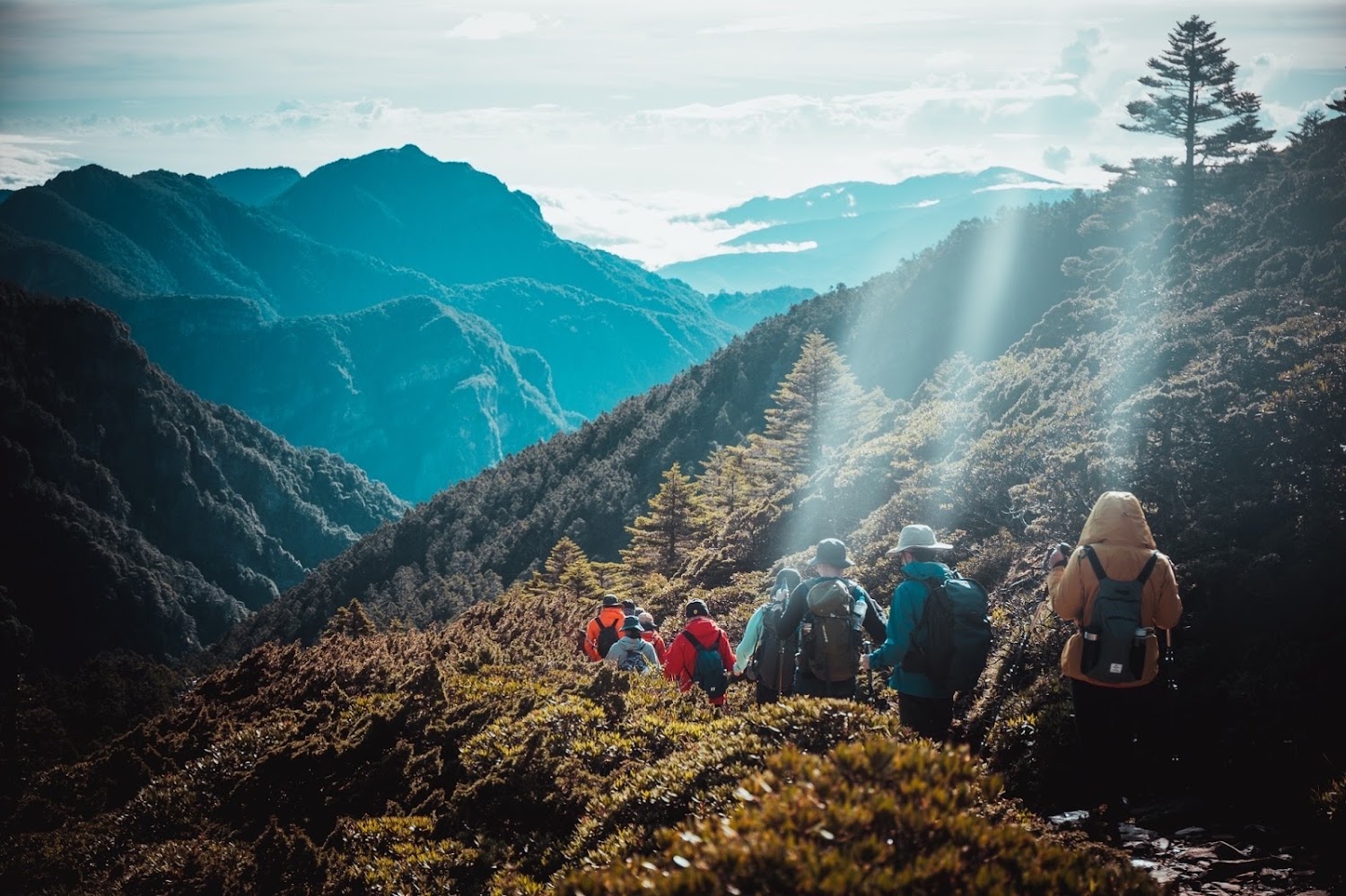 山林秘境登山社沿山脊健行風景
