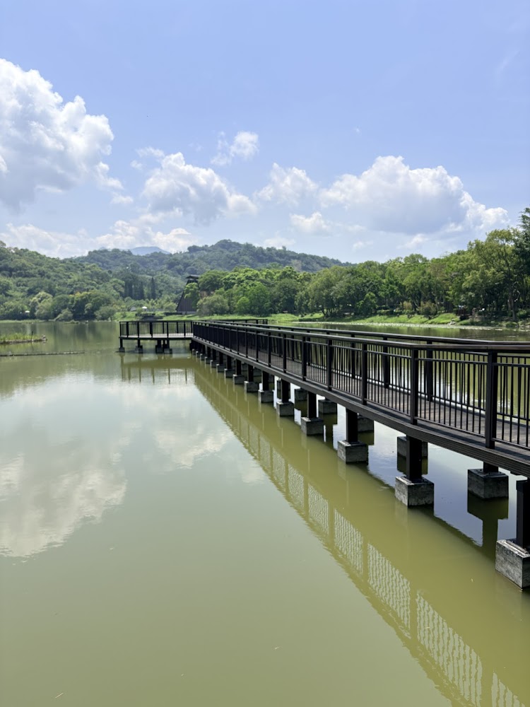 東勢林業文化園區湖面木棧道景觀