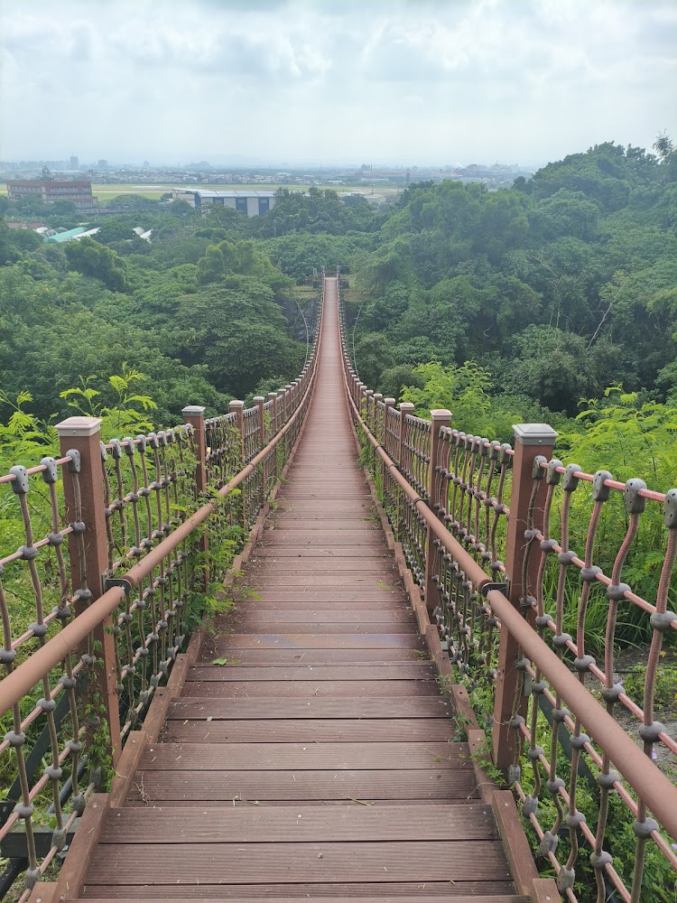 漯底山自然公園紅棕色吊橋穿越樹林