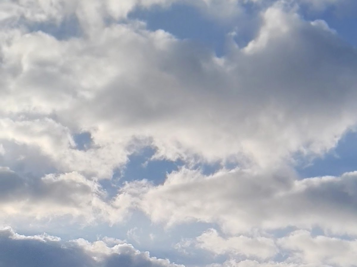哈爾斯塔特露營區藍天白雲山景