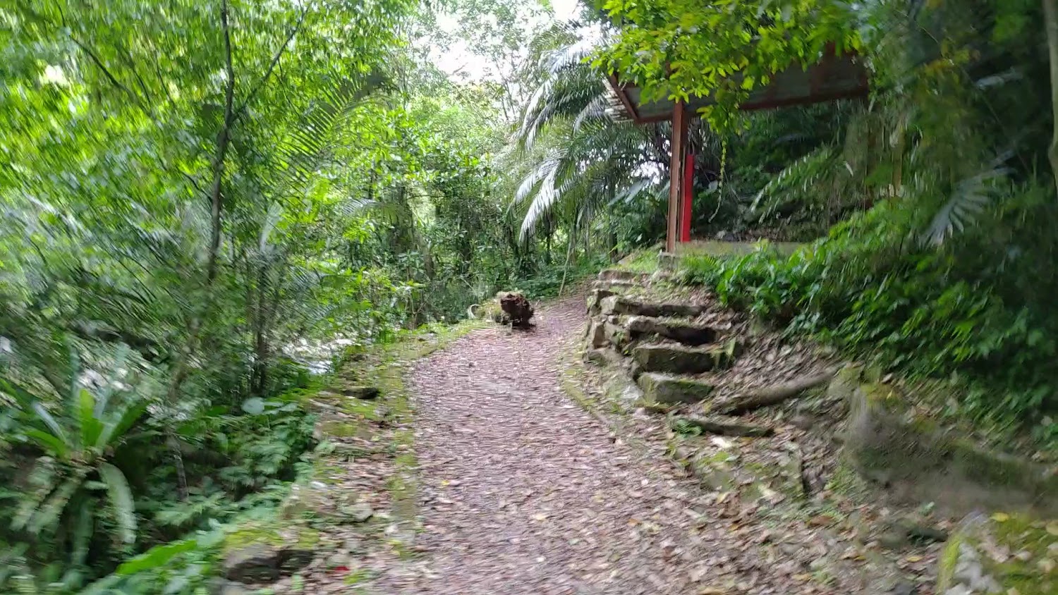 淡蘭古道灣潭段森林步道與紅色涼亭