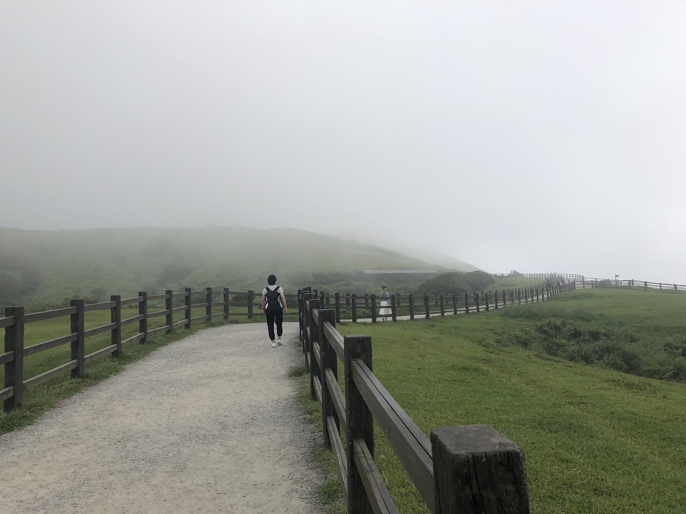 擎天崗環形步道霧中欄杆步道
