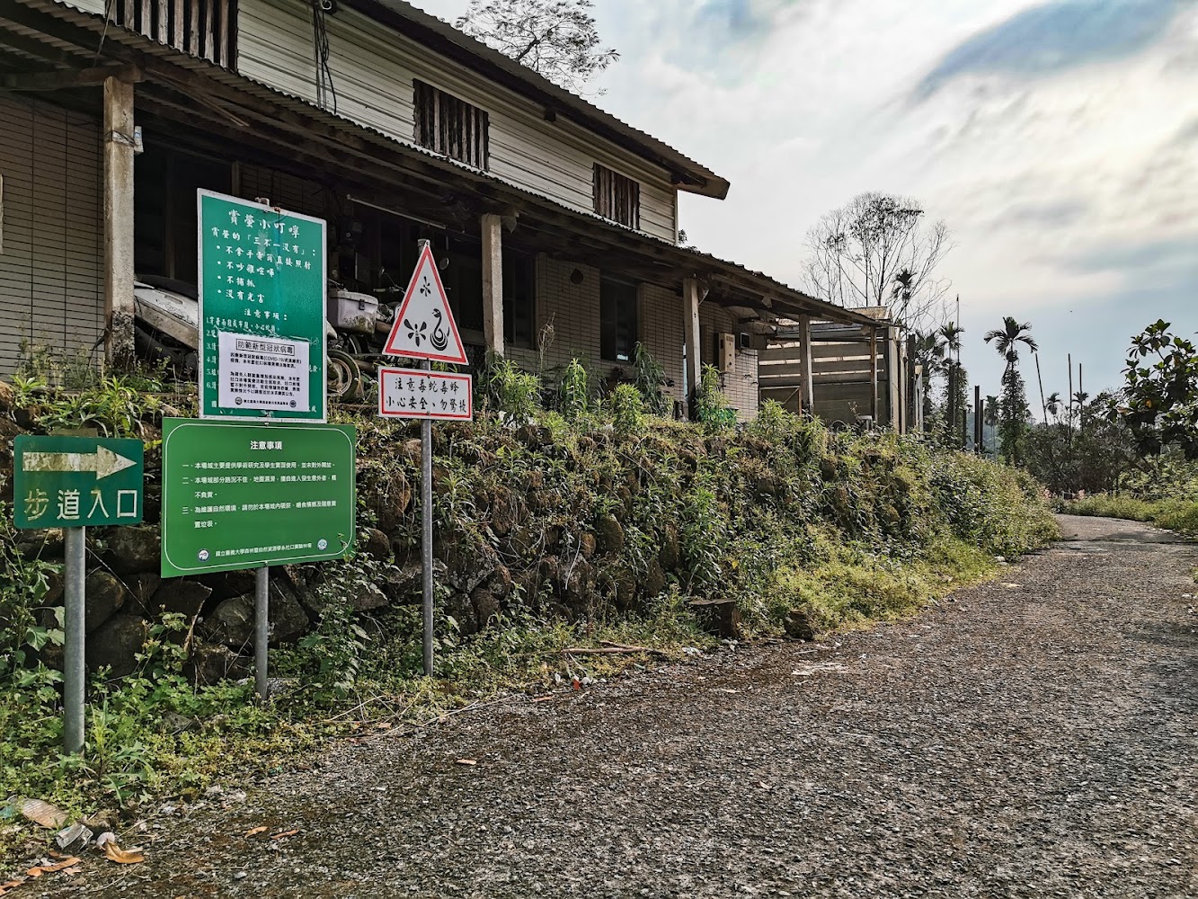 社口林場入口指示與道路